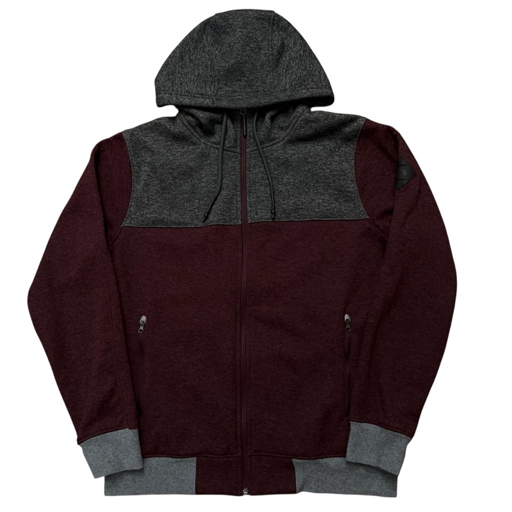 The North Face Jacket Mens Size M Tech Sherpa Lined Full Zip Hoodie Burgundy